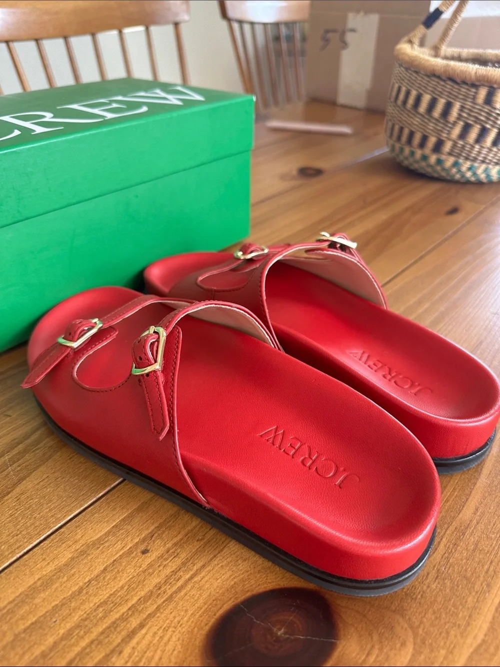 J. Crew Red Double Buckle Slide Sandals - Picture 2 of 6